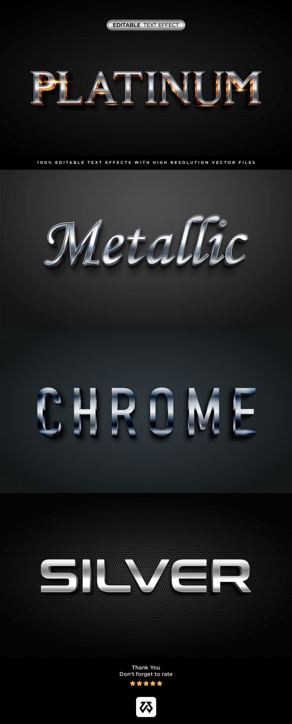 Chrome Metallic Text Effects