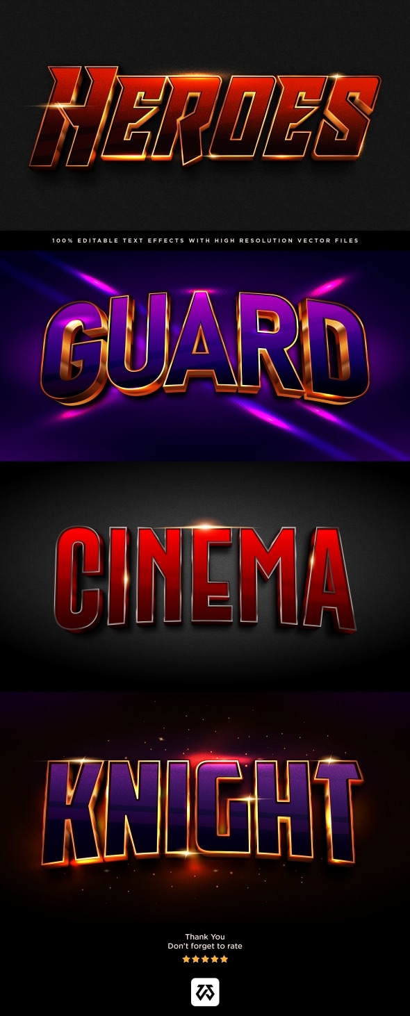 3D Heroes Text Effects