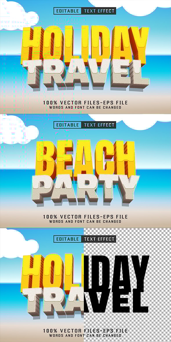 Holiday Travel 3D Text - Editable Text Effect