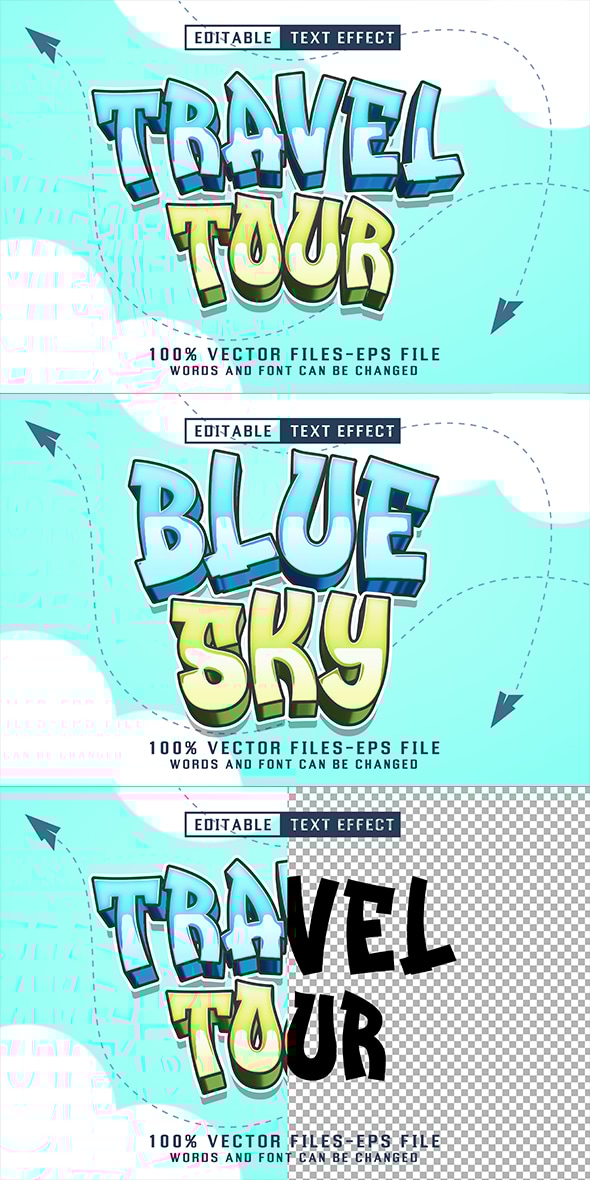 Travel Tour Cartoon Text - Editable Text Effect