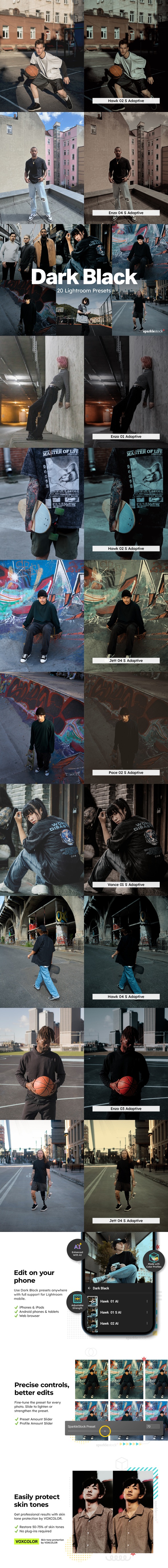 20 Dark Black Lightroom Presets and LUTs