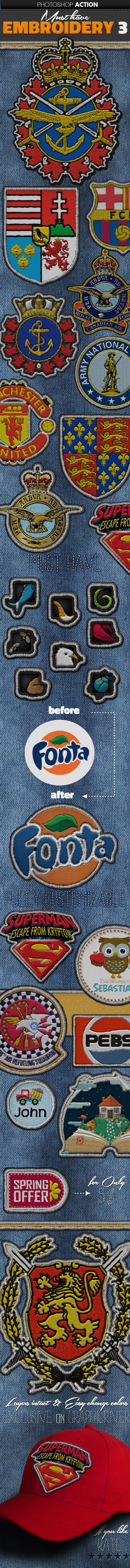 Embroidered Logo Badge Photoshop Action