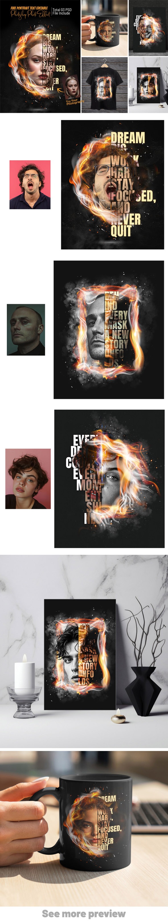 Fire Portrait Text Photo Effect
