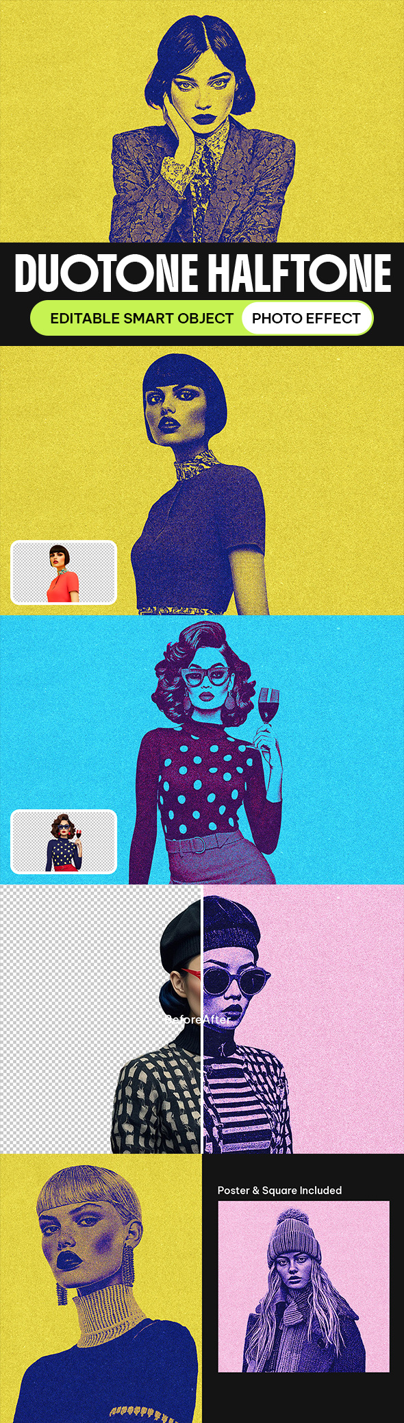 Duotone Halftone Photo Effect