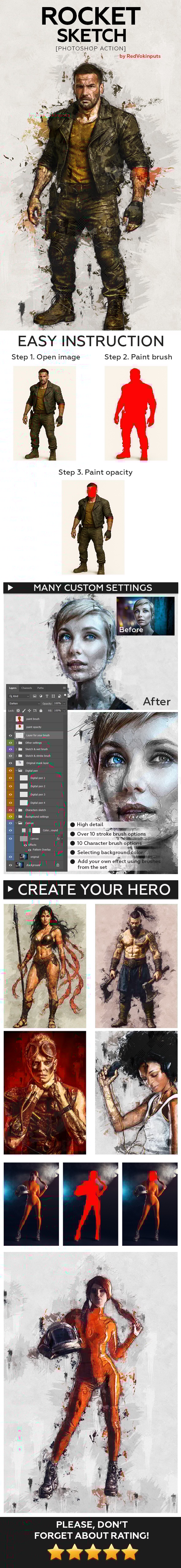 Rocket Sketch Photoshop Action