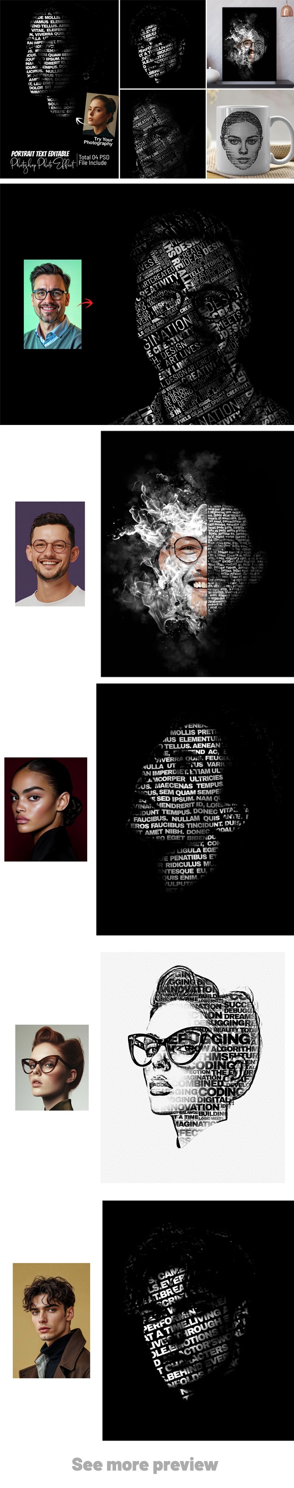Text Portrait Editable Photo Effect