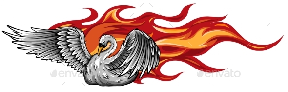 Vector Logo Illustration Fire Swan Gradient