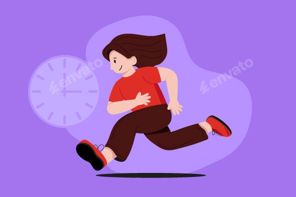 a Woman Running Against Time
