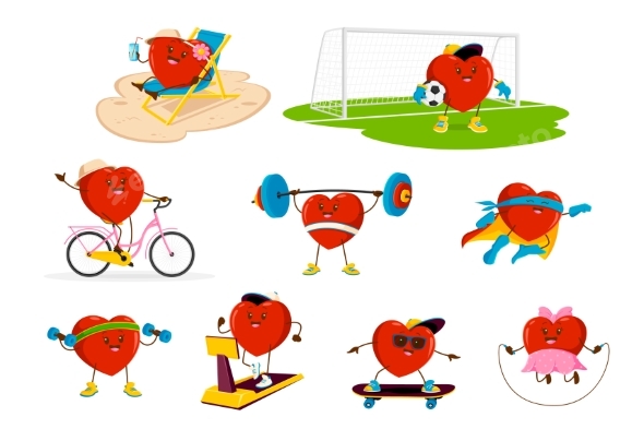 Cartoon Heart Characters Set