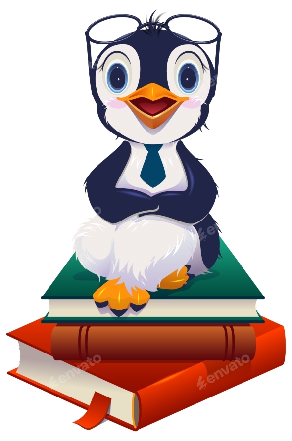 Teacher Bird Penguin Professor in Glasses Sit on