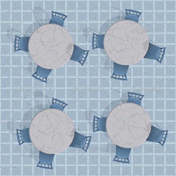 Overhead View Of A Cafe Table With Chairs