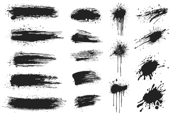 Black Ink Splatters Set