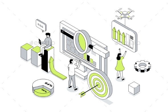Data Analysis Isometric Concept