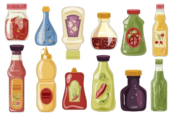 Bottles of Sauces Set
