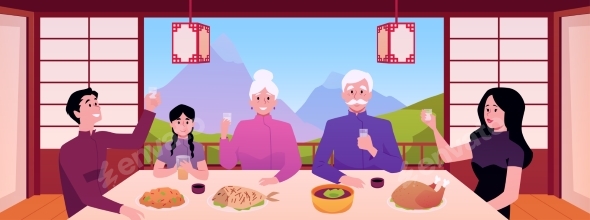 Family Celebrate and Makes a Toast
