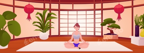 Young Woman Meditating in Lotus Pose