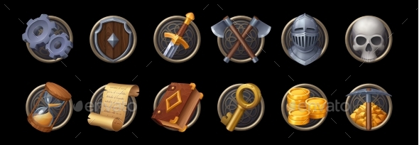 Game Asset Icons Ui Elements Money Armor Skull
