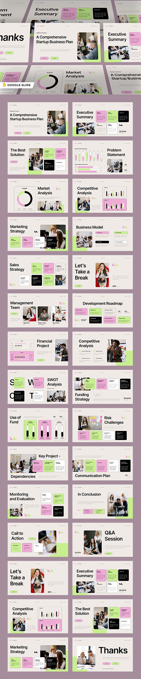 White Pink Green Modern Startup Business Plan