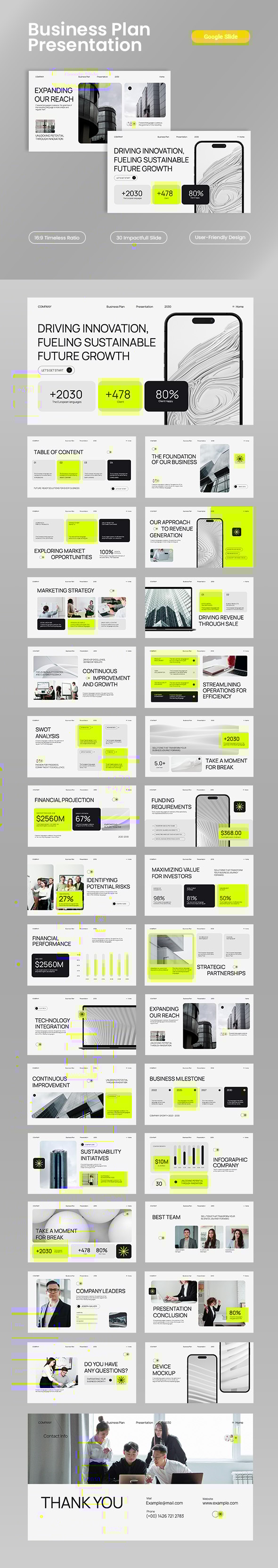 White Neon Green Modern Business Plan Presentation