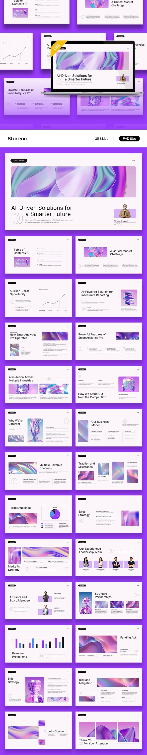 White Purple Modern AI Tech Pitch Deck Google Slide Presentation