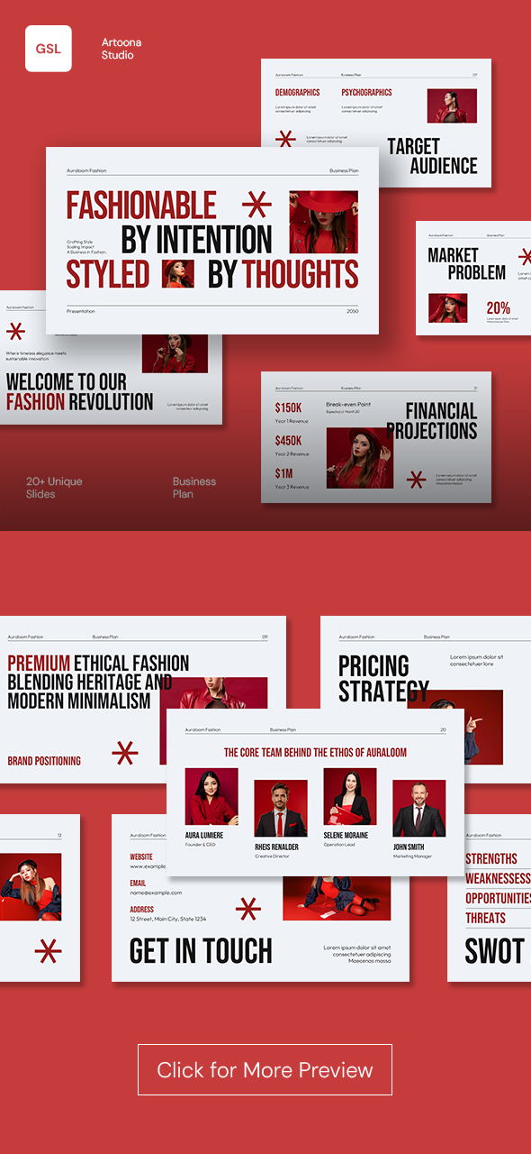 White Red Fashion Business Plan Google Slide Presentation