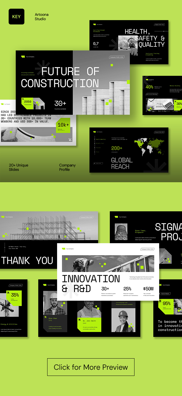 Black Green Maximalist Construction Company Profile Keynote Presentation