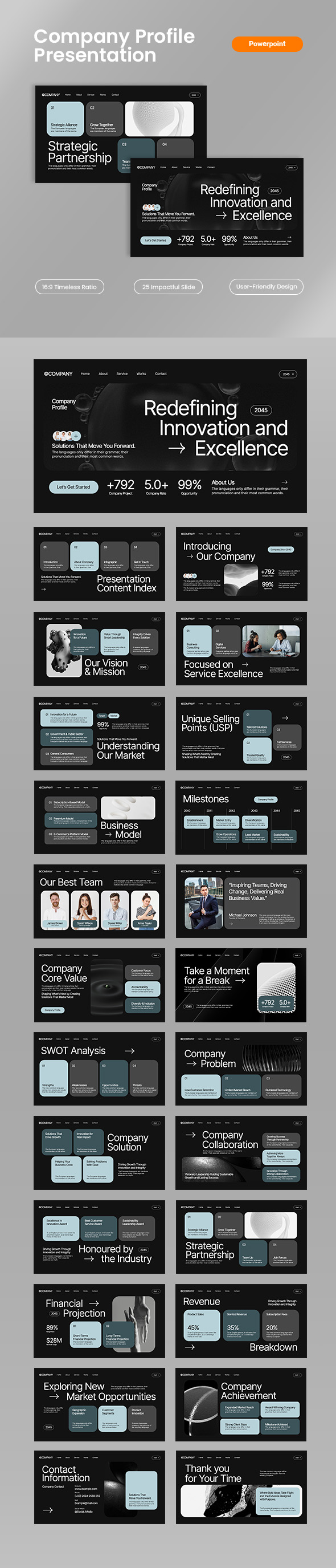 Black Blue Modern Company Profile Presentation