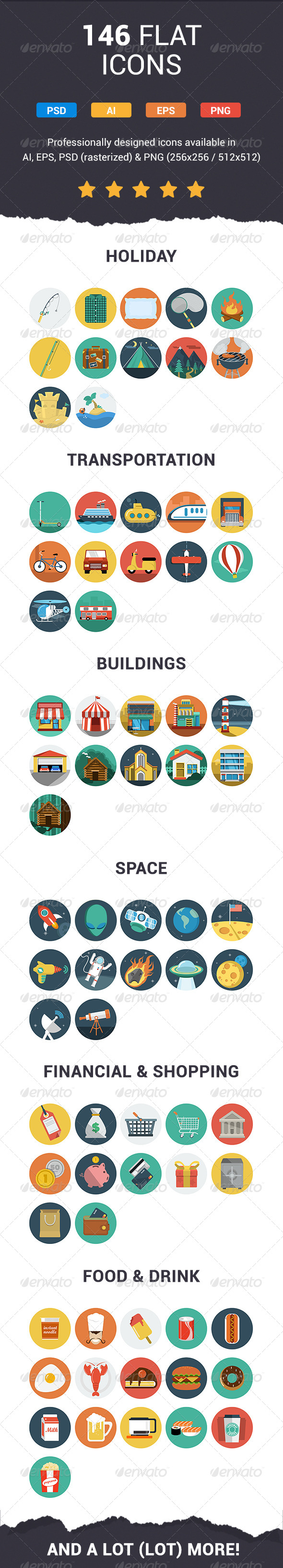 146 Modern Flat Icons