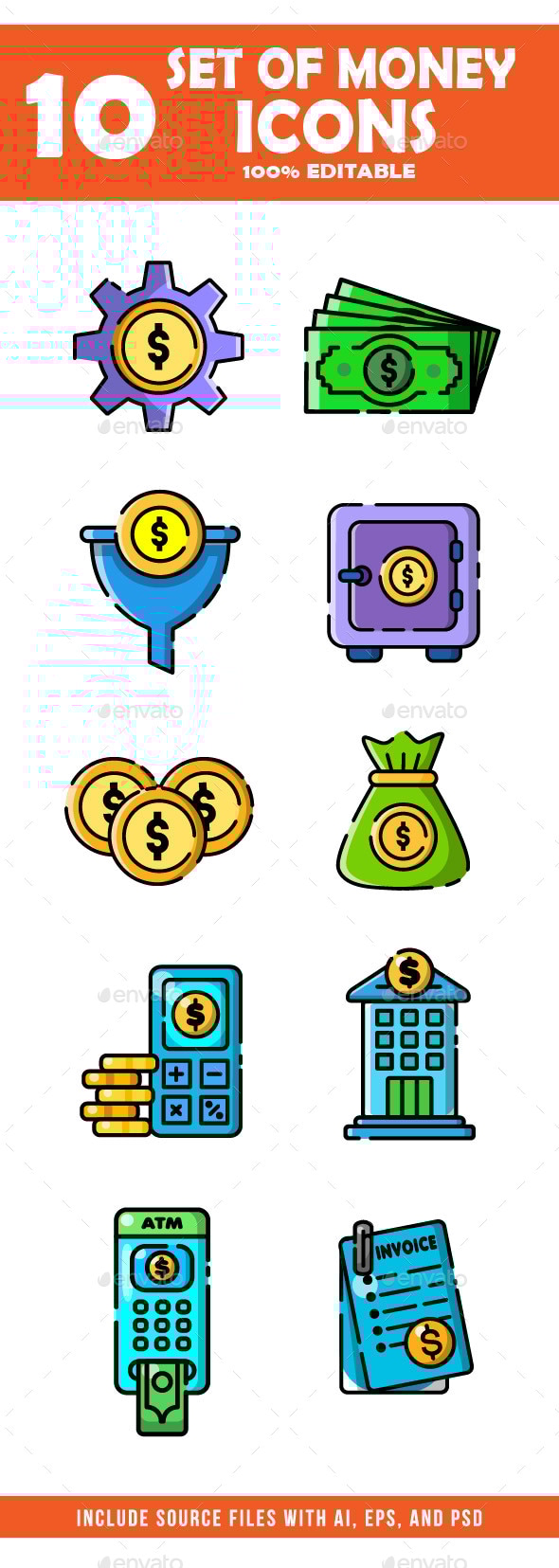 10 Set of Money Icons Pack 1
