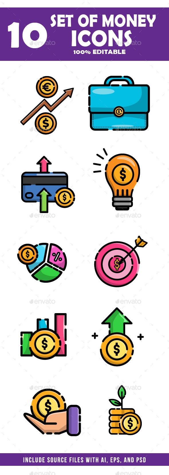10 Set of Money Icons Pack 2