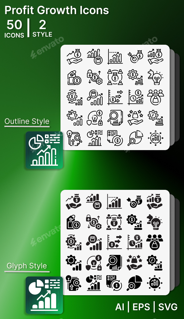 Profit Growth Icon Set