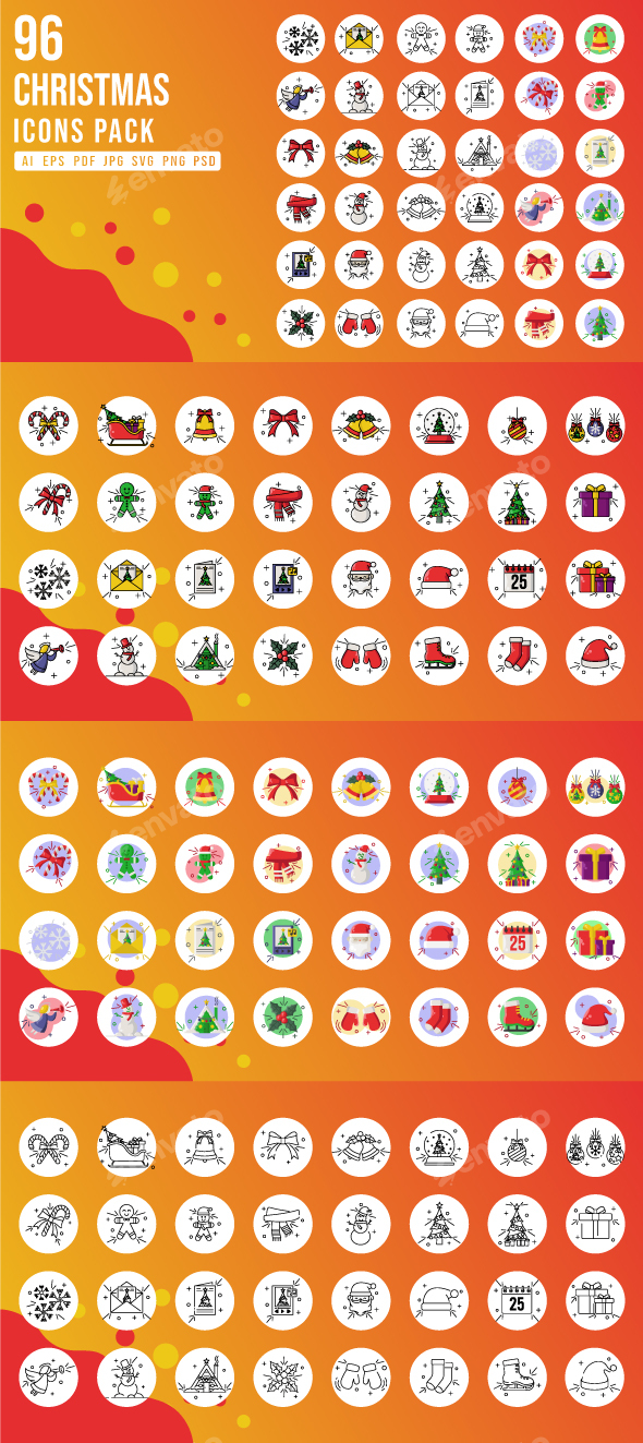 96 Christmas & Winter Icons pack