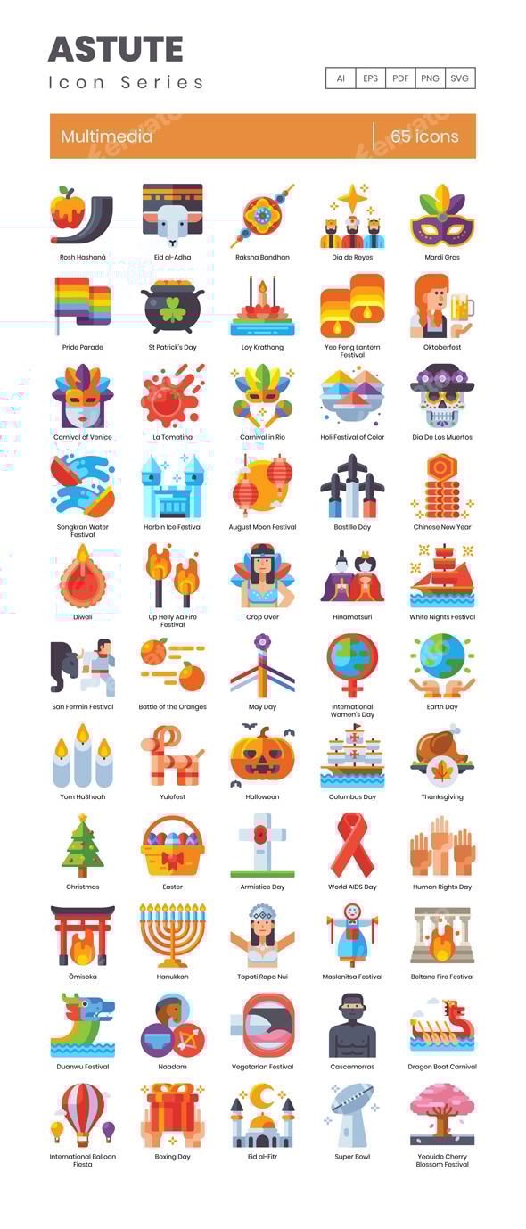 55 Cultural Festivals Icons