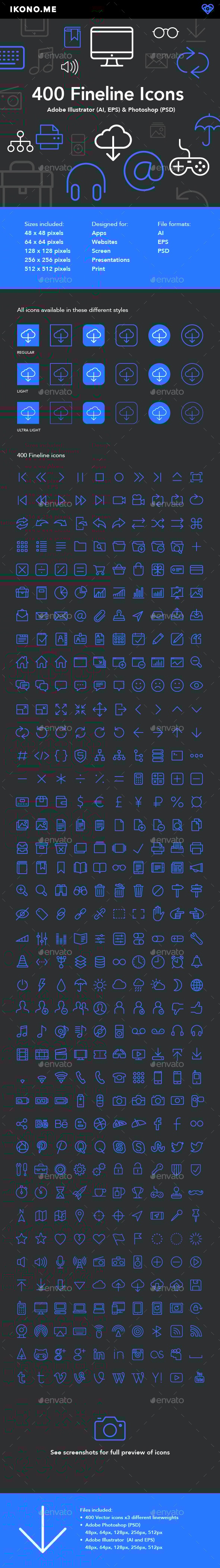 400 Fine Line Icons