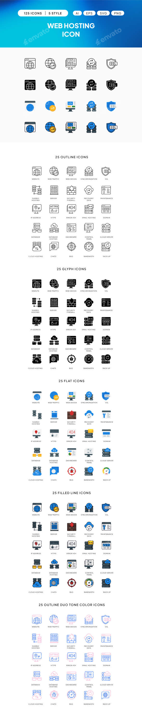 Web Hosting Icon Set