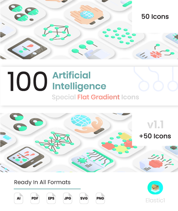 Artificial Intelligence Flat Gradient Icons