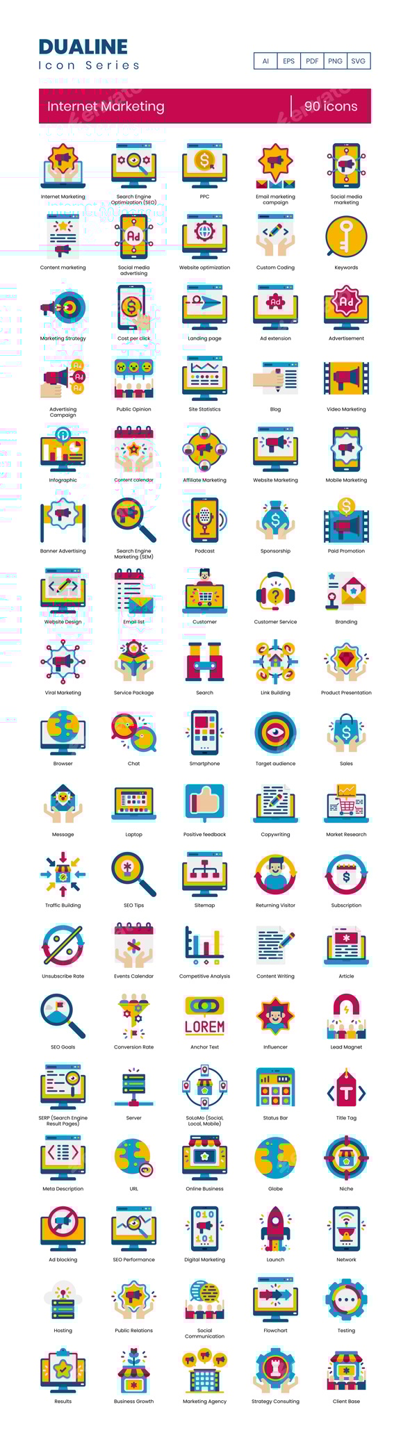 90 Internet Marketing Icons