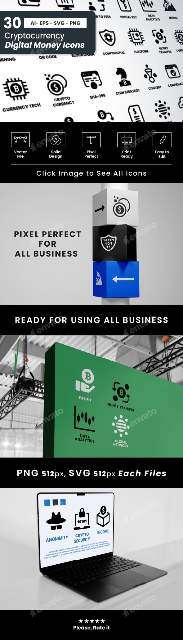 30 Cryptocurrency Icons