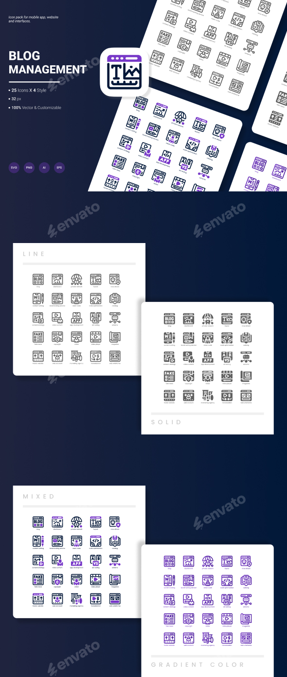 Blog Management Icon Pack