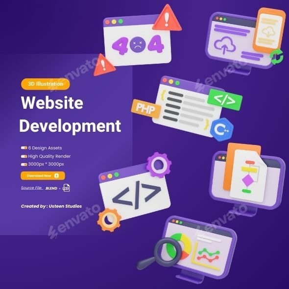Web Development 3D Icons