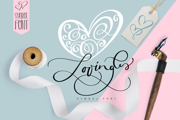 Lovingly Symbol Flourish Hearts Font