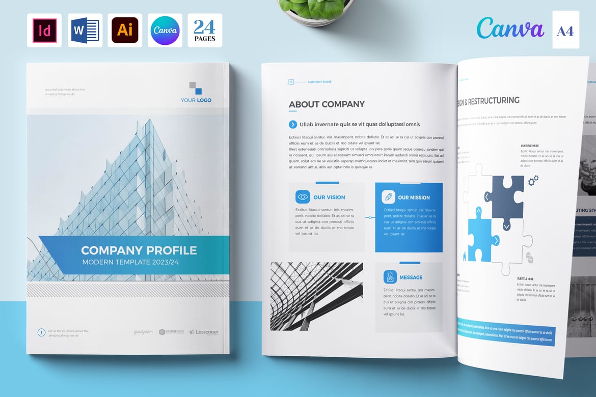 Brochure Template 24 Pages (Canva, DOCX, INDD, AI)