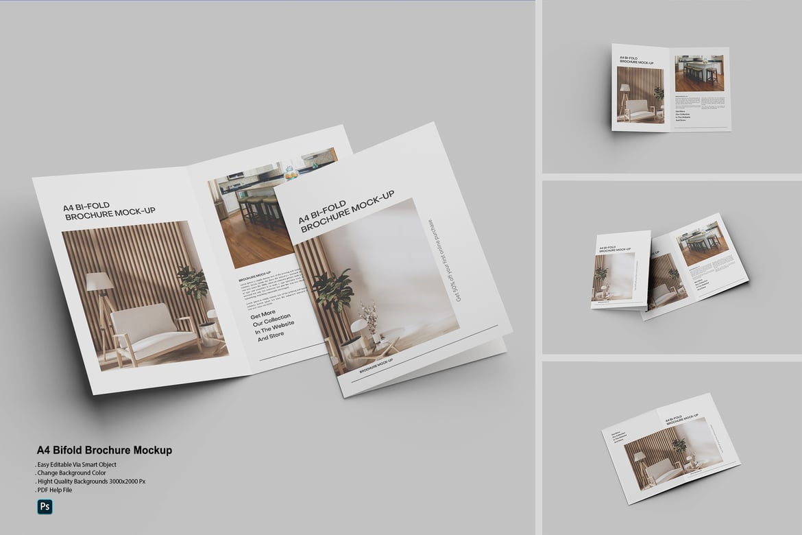 A4 Bifold Brochure Mockup