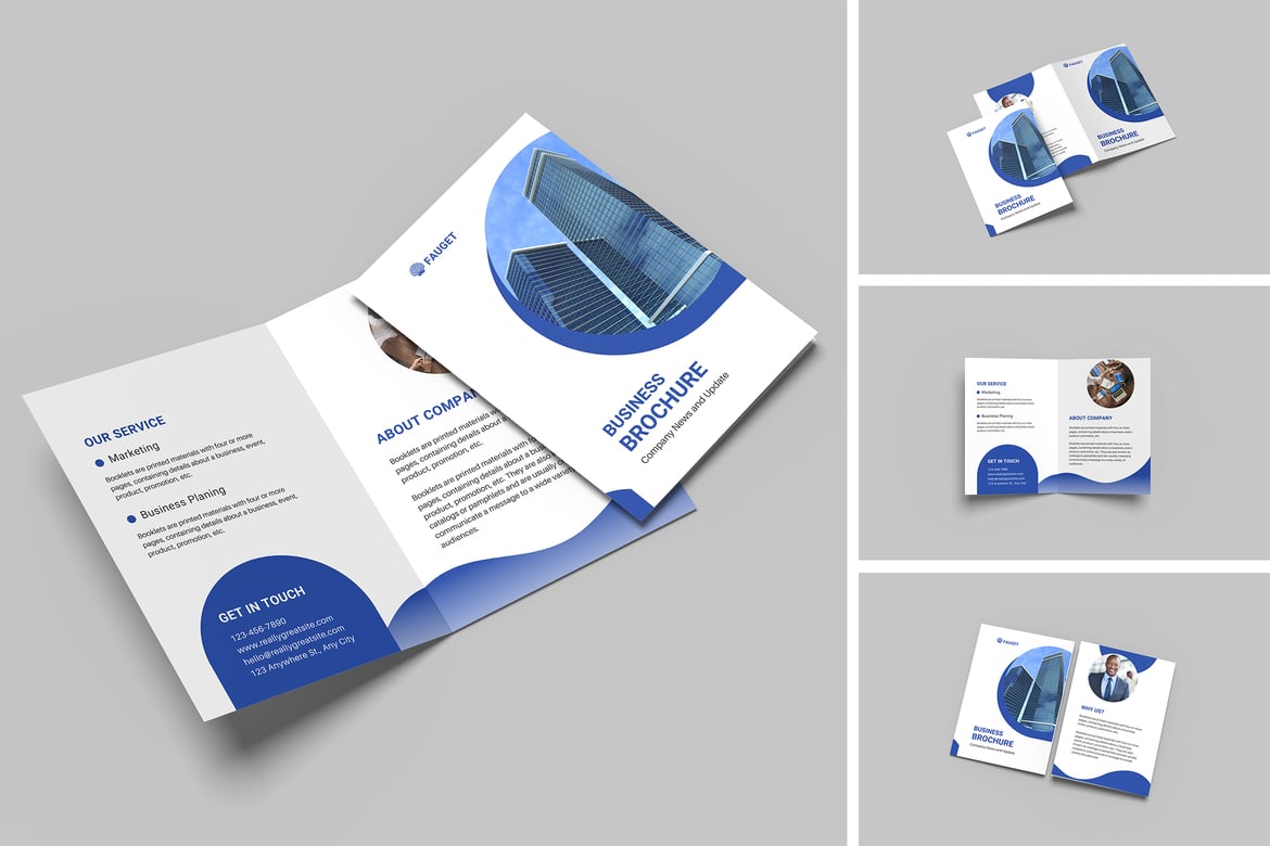 Clean A4 Bifold Brochure Mockup