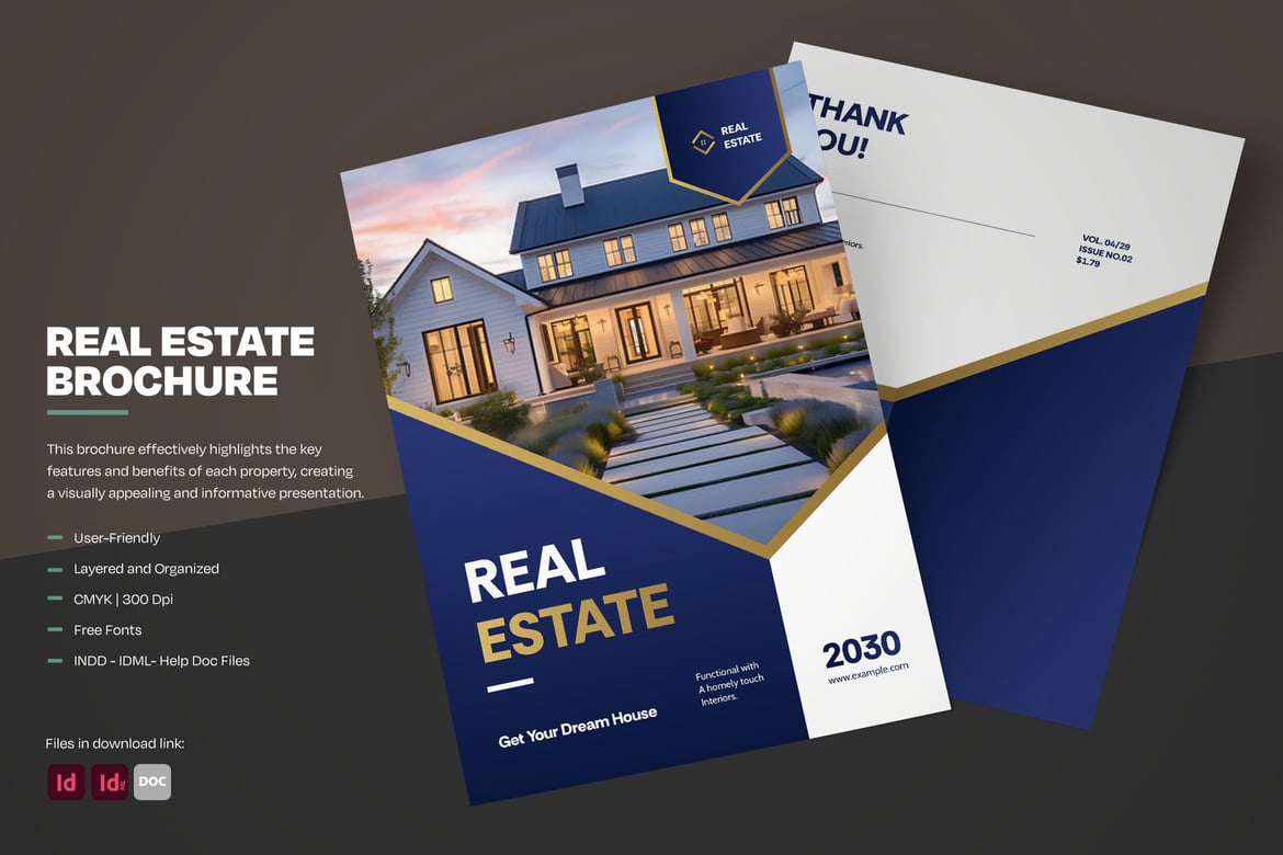 Blue Clean Real Estate Brochure Template