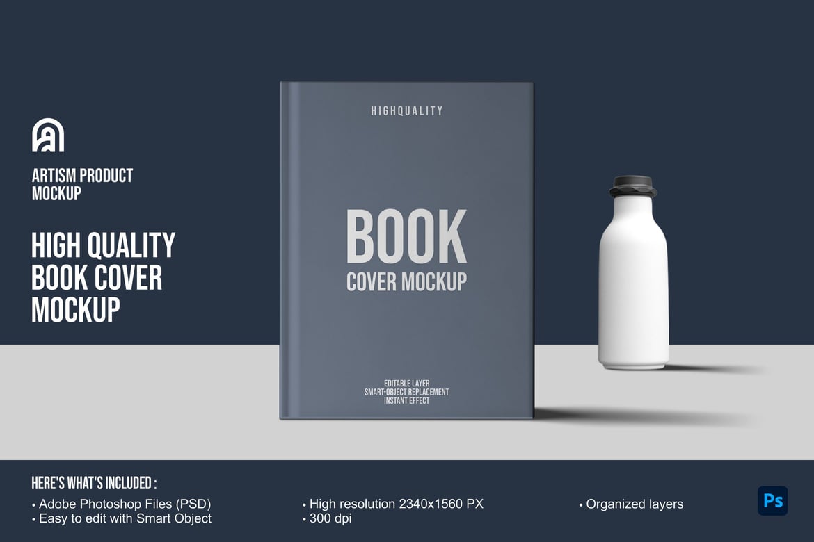 High-Quality Hardcover Book Cover Mockup