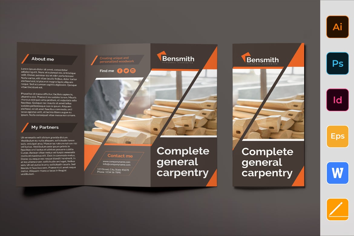 Craftsman Carpenter Trifold Brochure