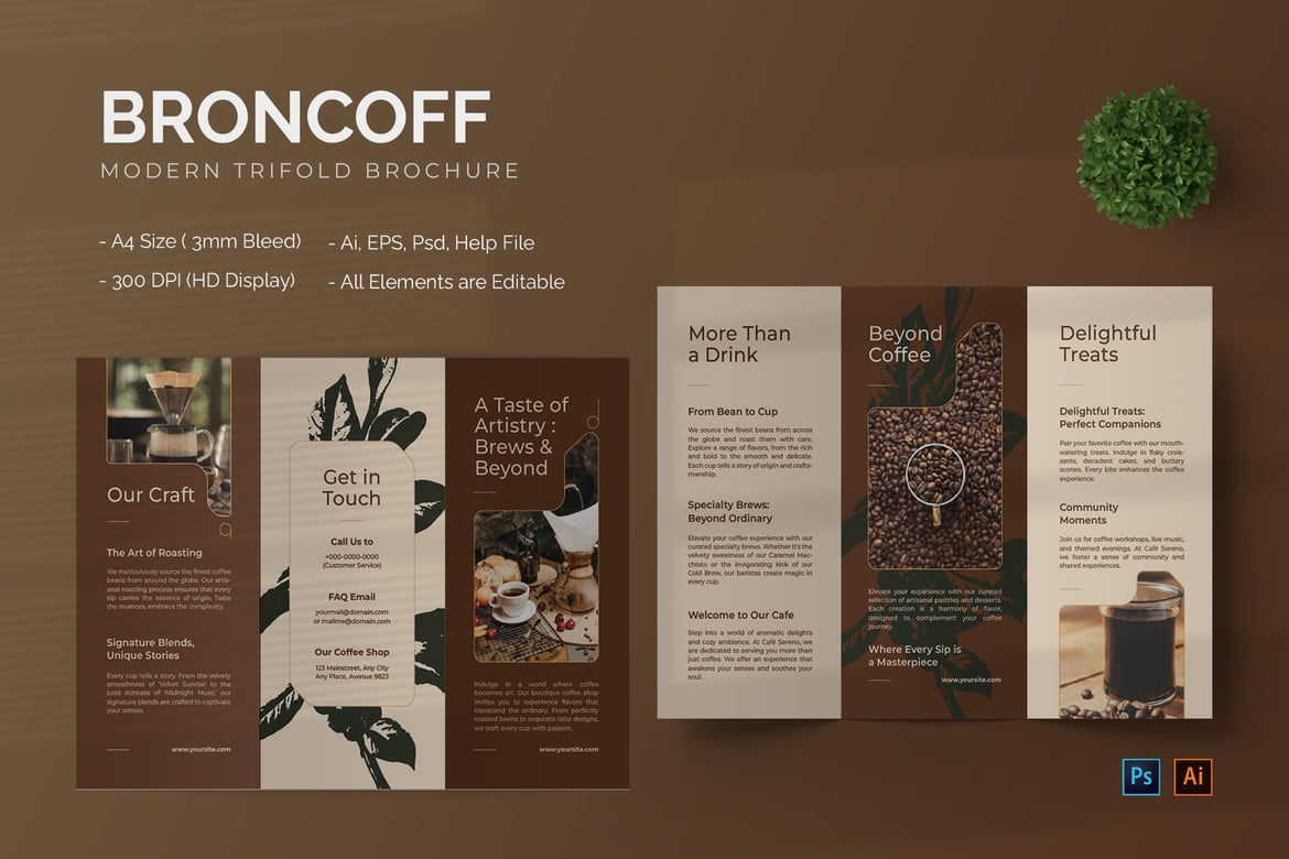 Bold & Modern "Broncoff" Trifold Brochure