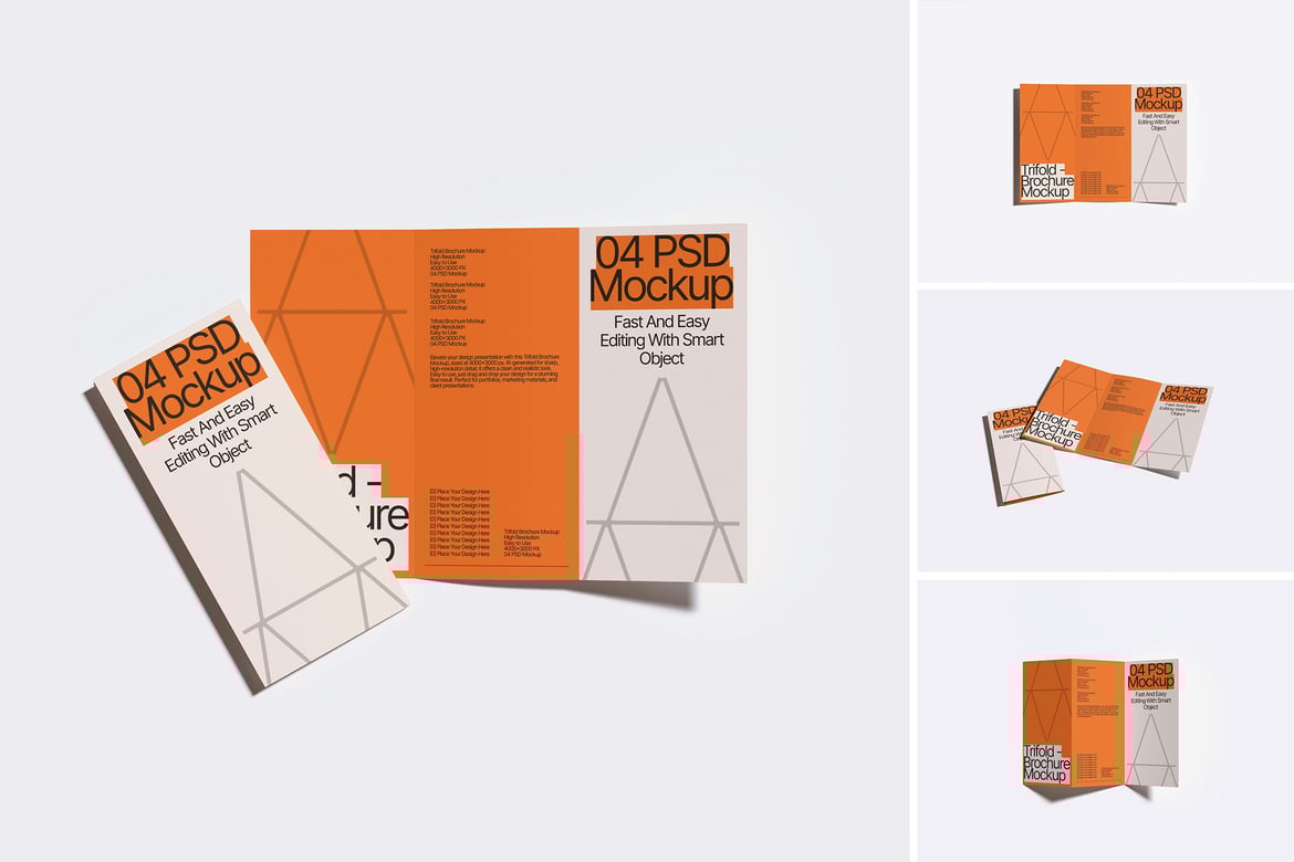 A4 Trifold Brochure Mockup Set