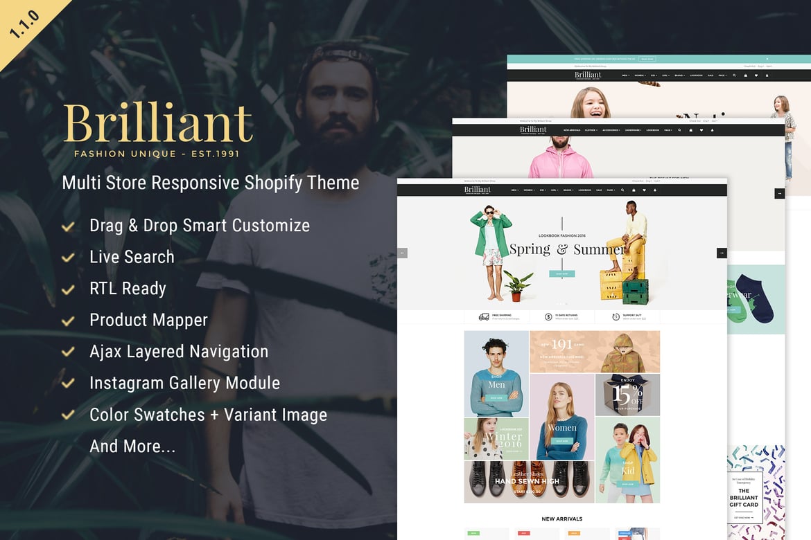Brilliant - Multi-Store Responsive Shopify Theme